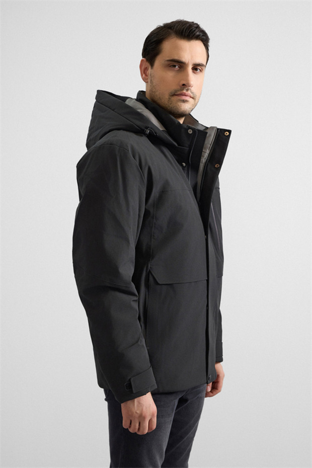 Siyah Slim Cepsiz Mont - 6