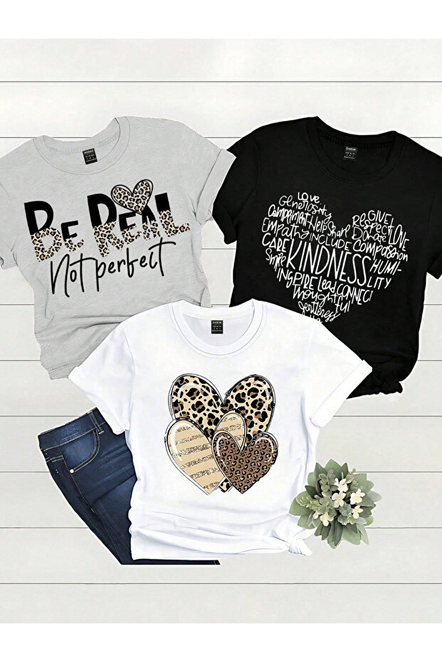 Unisex Men'S/Women's Bereal 3-Pack Custom Printed Oversize Cotton T-Shirt