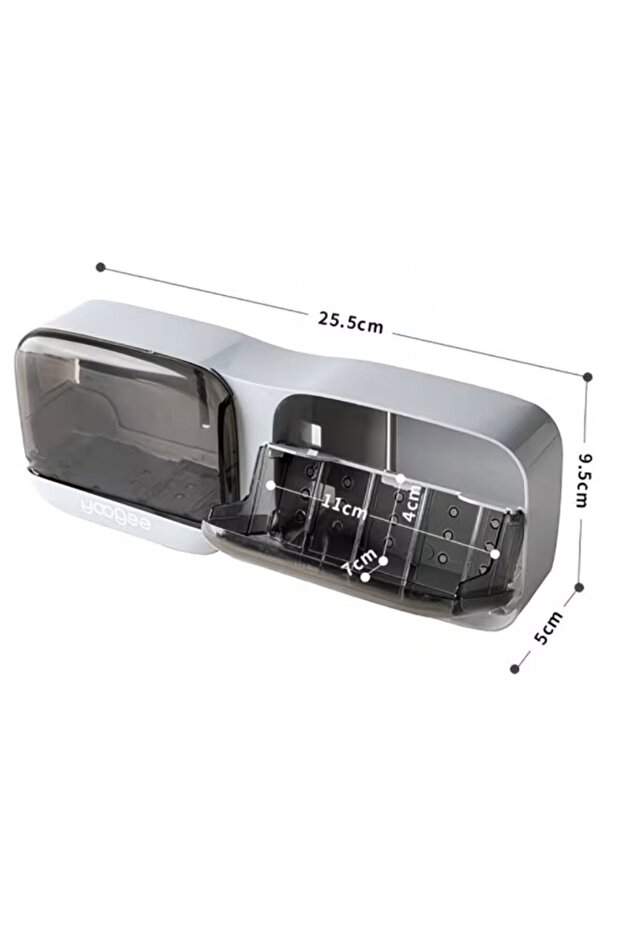 ® Wall Mounted Double Lid Plastic Solid Soap Dispenser Organizer – Adhesive for Bathroom & Kitchen - 5
