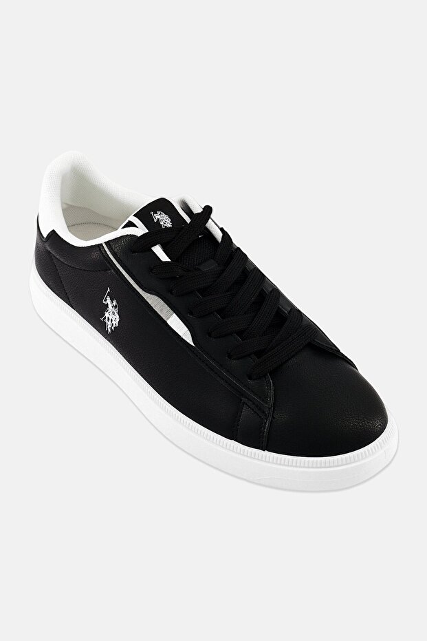 Men Brand Logo Lace Up Casual Shoes, Black