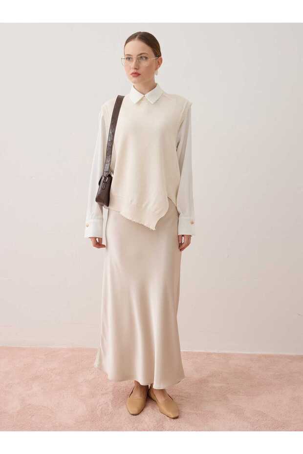 Triko Basic Süveter - Beyaz - - 1