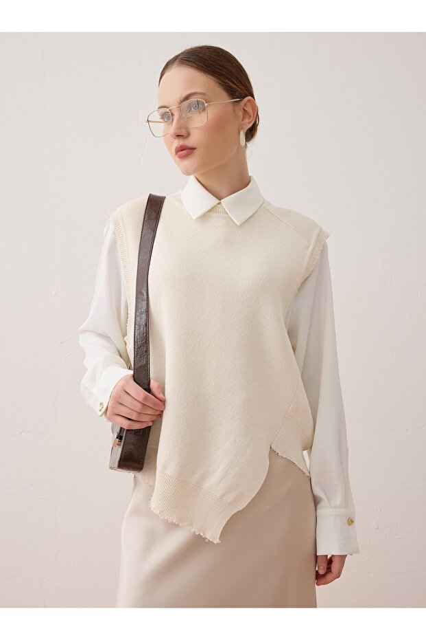 Triko Basic Süveter - Beyaz - - 2