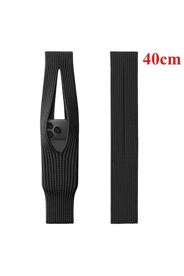 Phone Pocket Woven Bag Short 40cm Black