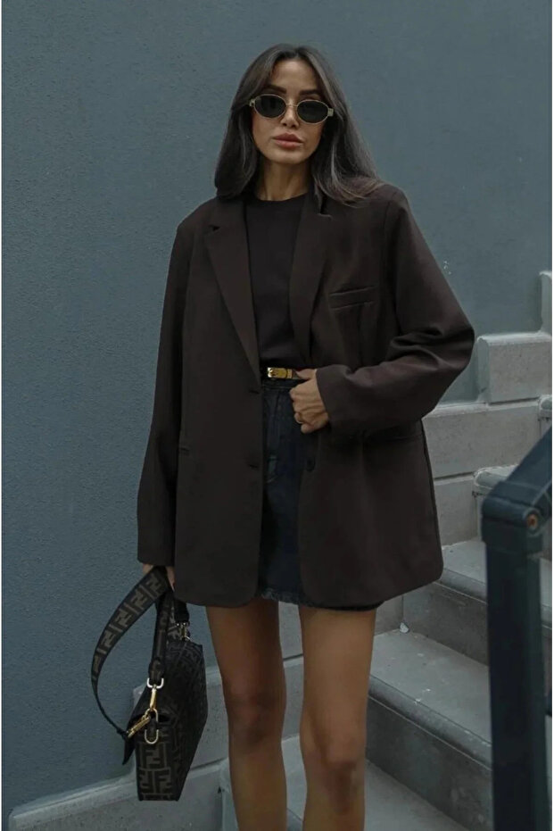Brown Blazer Jacket - 7012