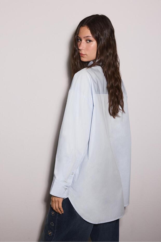 Oversize zımbalı gömlek - 5
