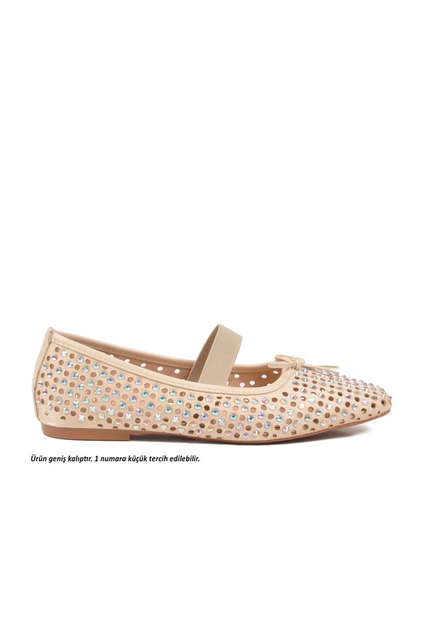 Beige Women's Ballerinas 681149 Z Wide Fit
