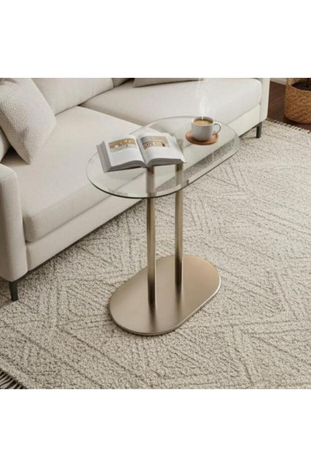 طاولة تقديم بيضاوية فضية - 1