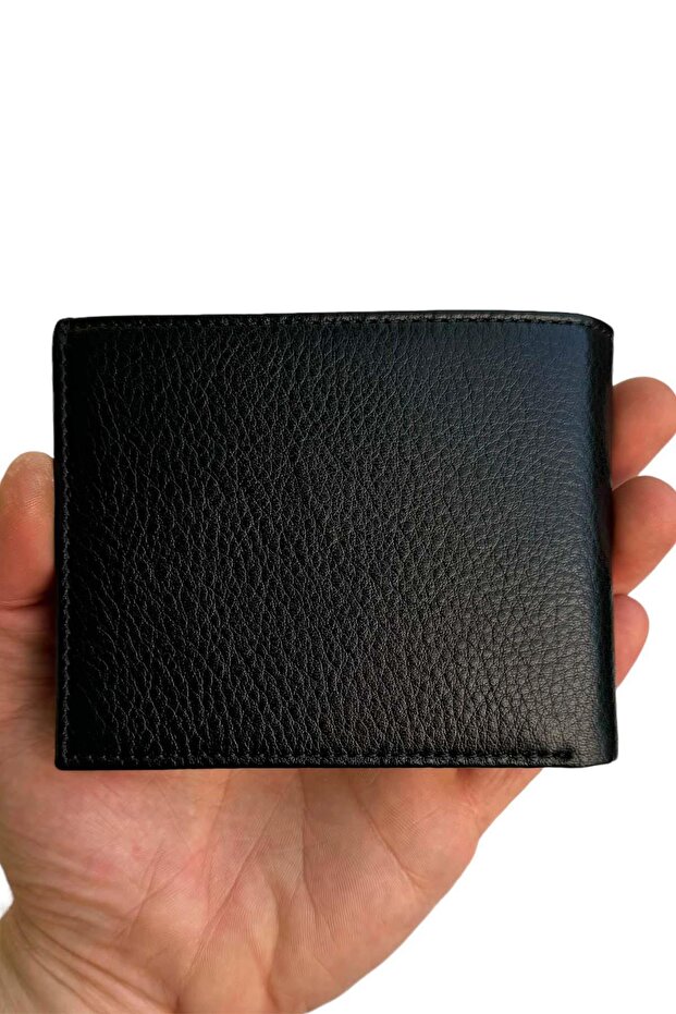 Black Genuine Leather Horizontal Model Classic Men's Wallet // Xd-3012