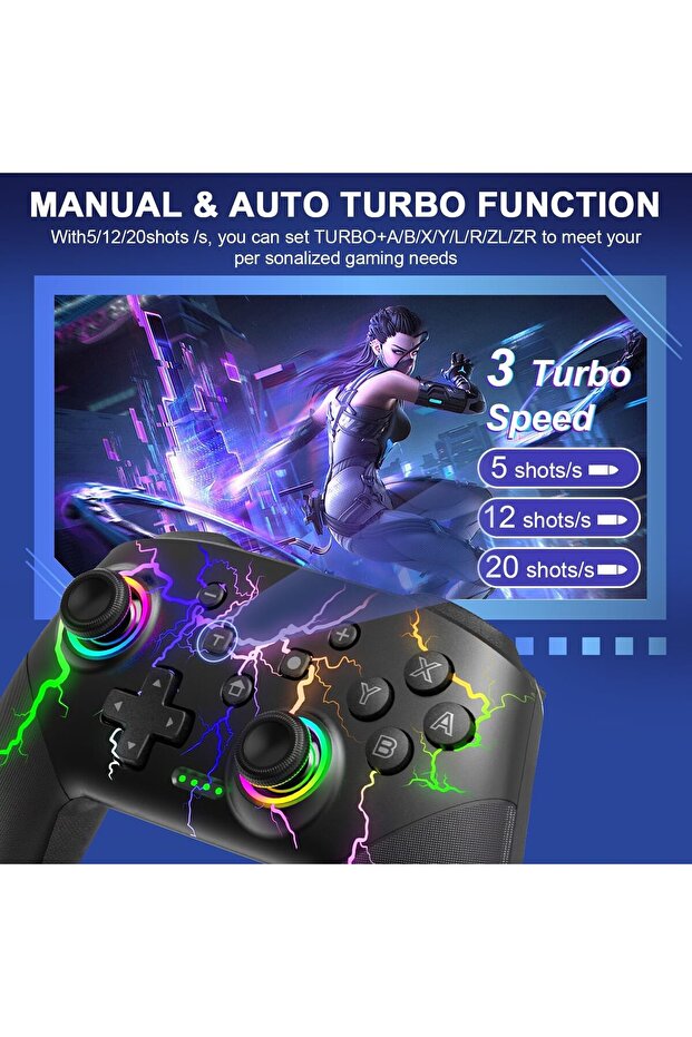 Begally Switch Controller Wireless for Switch/Lite/OLED Wireless Gamepad for PC/iOS/Android with RGB - 6