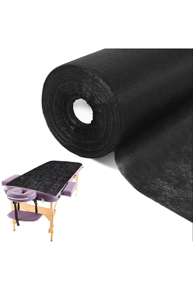 Disposable Perforated Massage Table Bedsheet Roll, Nonwoven Fabric, Black, 80x180cm, 50 Count