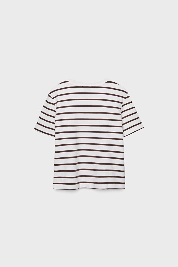 تي شيرت مخطط ثقيل الوزن بقصّة عادية - 7