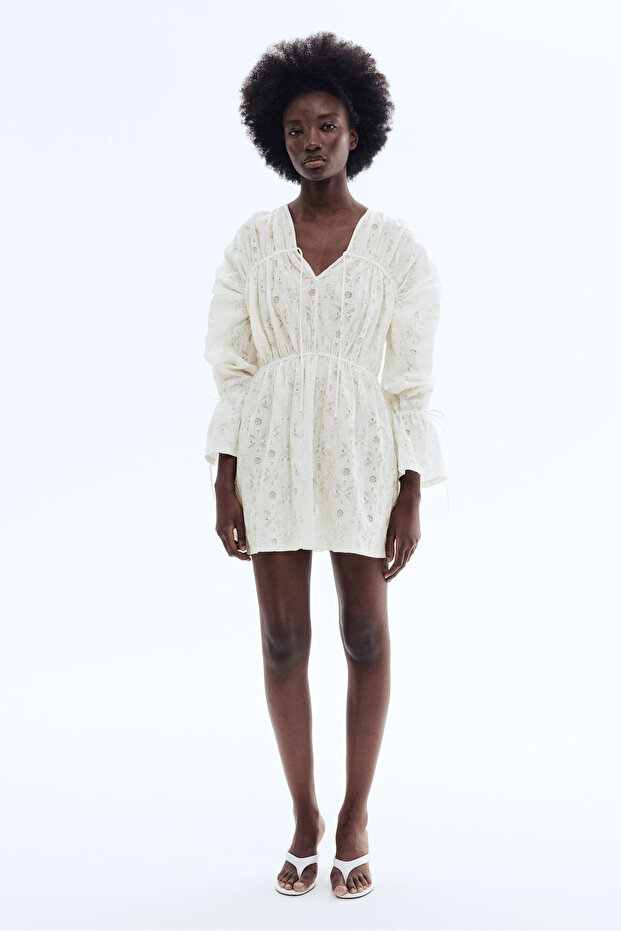 Dantel Mini Elbise - 3