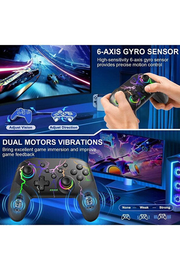 Begally Switch Controller Wireless for Switch/Lite/OLED Wireless Gamepad for PC/iOS/Android with RGB - 4