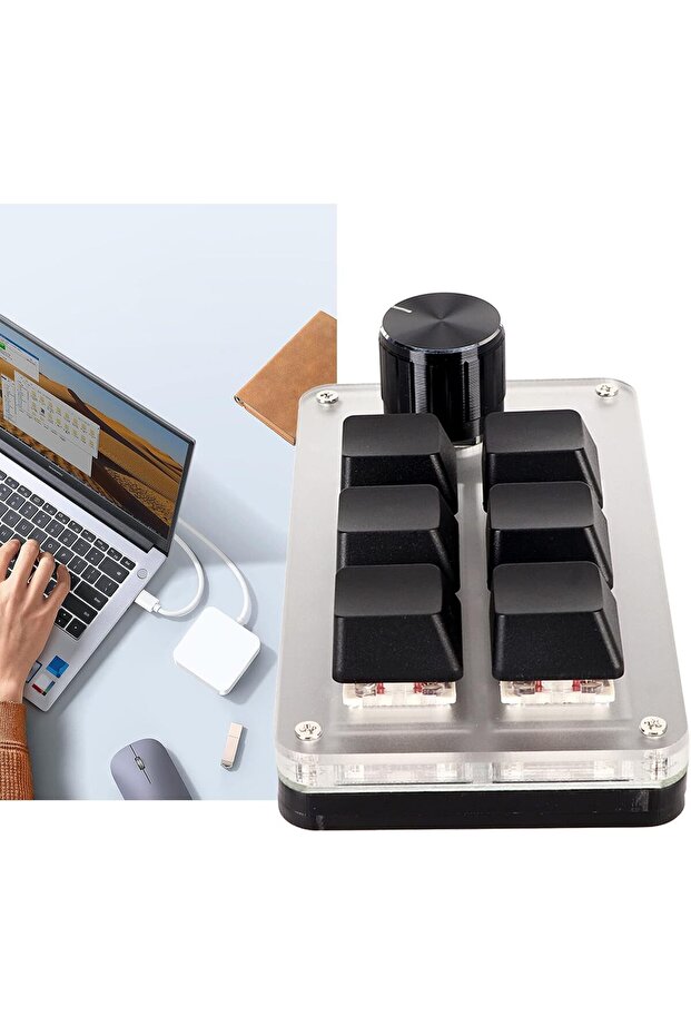 لوحة مفاتيح ماكرو قابلة للبرمجة، لوحة مفاتيح ماكرو ميكانيكية للألعاب مع مقابض قابلة للتخصيص، مفتاح أحمر، واحدة - 4