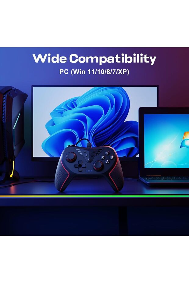 PC Controller with 2-Button Assignment, Wired Joystick Controller Compatible for Win(7/8/10/11) with - 2
