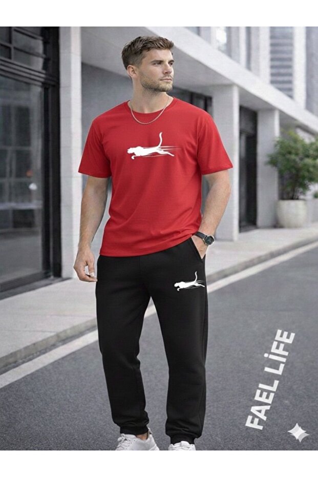 Women'S/Men's T-Shirt and Sweatpants Tiger Printed Top-Bottom Set
