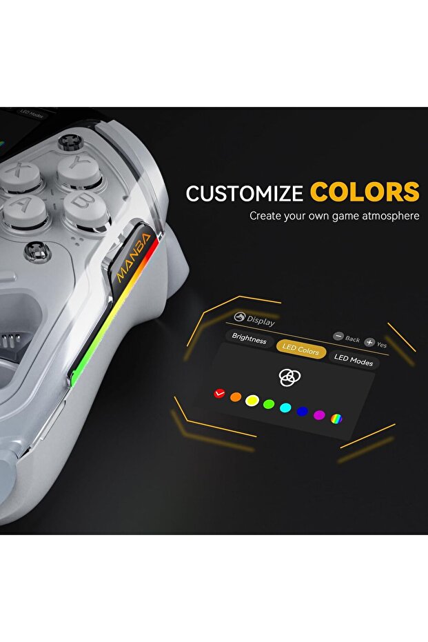 One Gaming Controller for PC, Bluetooth/Wired USB, Wireless with Hall Effect, Interactive Screen, White - 6