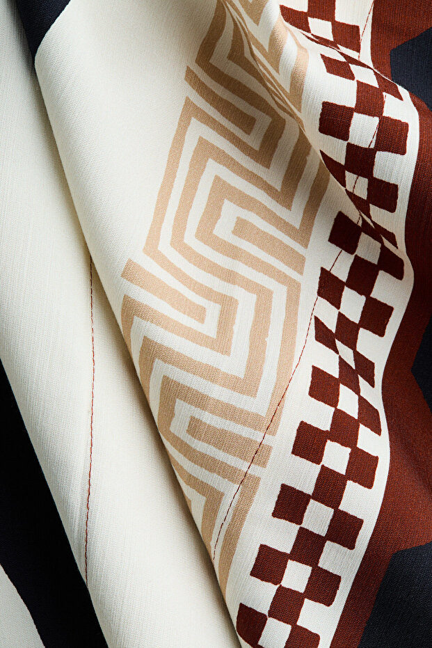 Baskılı Kaftan Elbise - 6