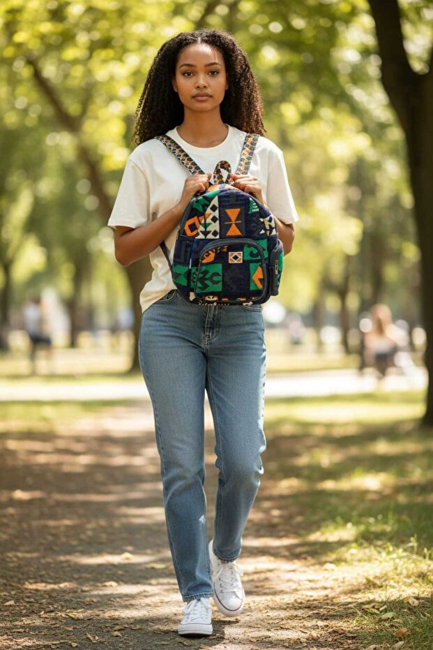 حقيبة ظهر أصلية منسوجة يدويًا بثلاثة أقسام - 3