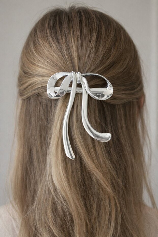 Silver Color Metal Clamp Buckle with Ribbon Figure