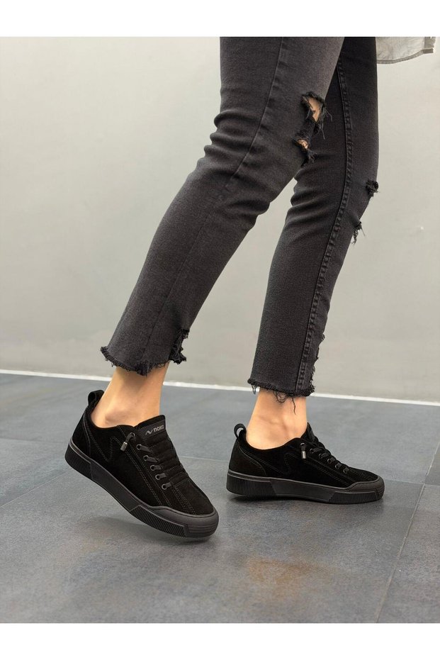 Champ Black Suede Leather Women's Casual Sports Shoes