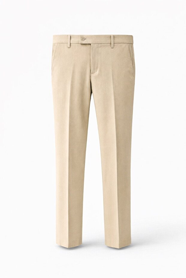 Basic Slim Fit Lycra Fabric Trousers