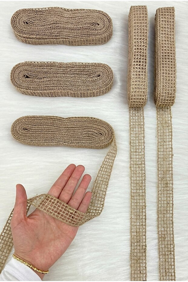 Jute Mesh Ribbon 2.5cm 10m, Bride, Groom, Bundle, Dowry, Engagement, Promise, Wedding, Gift, Party, Decoration