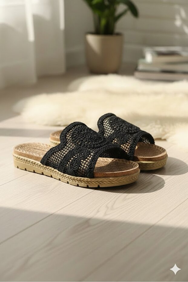 Bruno Zenne 2025 Round Lace Open Toe Casual Slippers