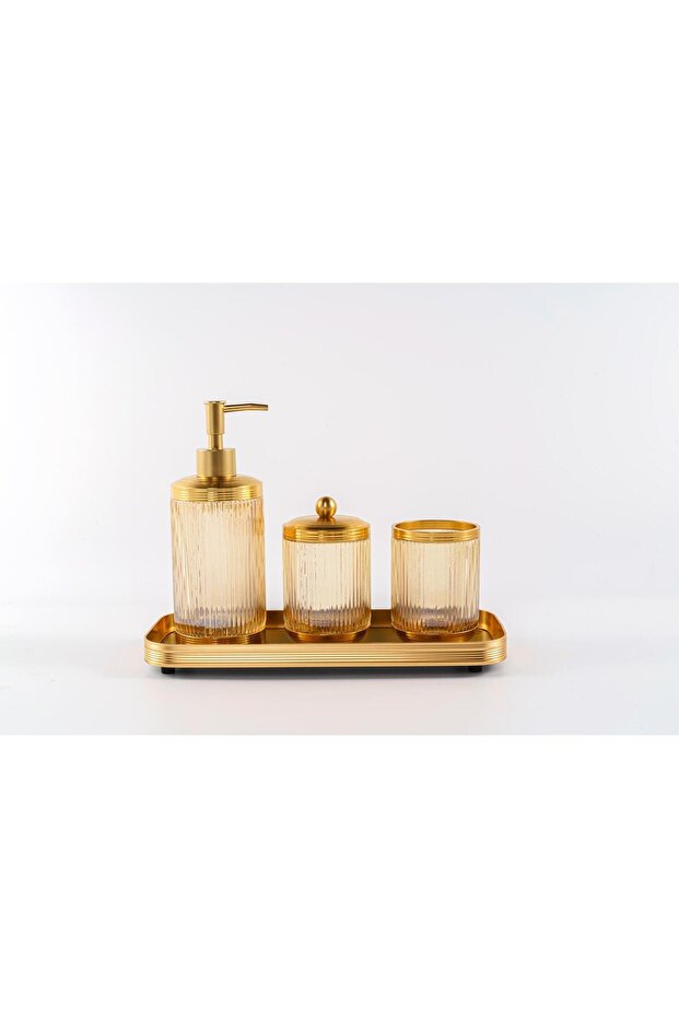 Canyon 4-Piece Bathroom Set with Tray Amber Gold