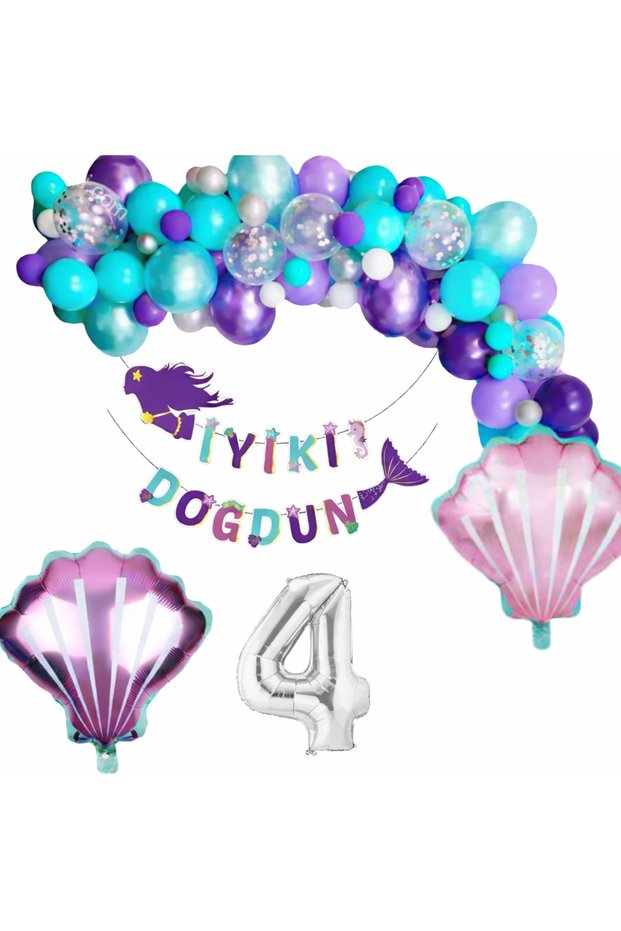 Mermaid 4-Year-Old Birthday Party Concept with Mussel Foil