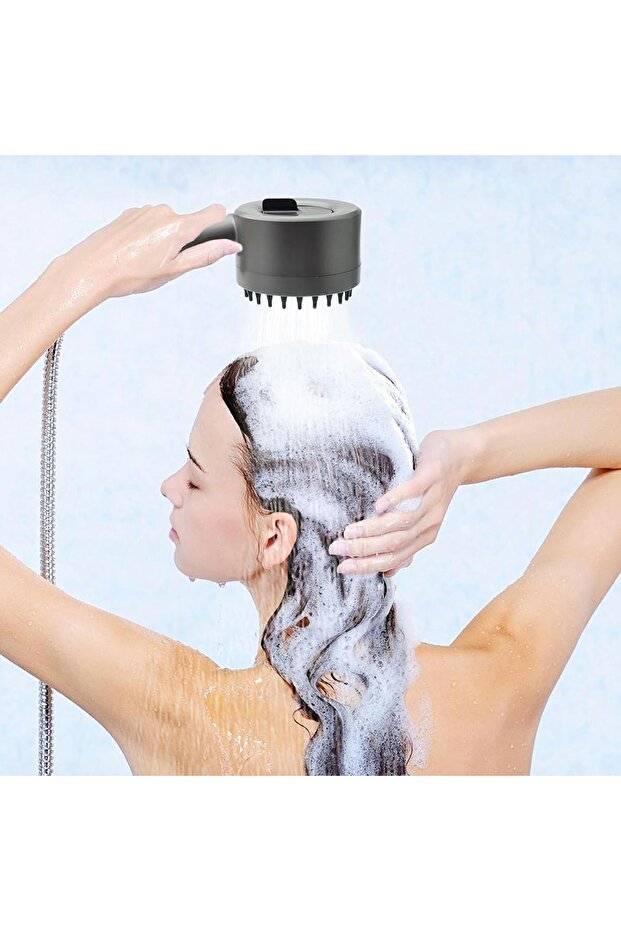 2-function shower head, STOP, 25 cm, Ø7.5 cm, plastic, gray - 4