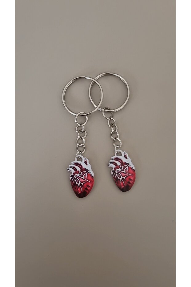 Acrylic Anatomical Heart Charm Couple Keychain