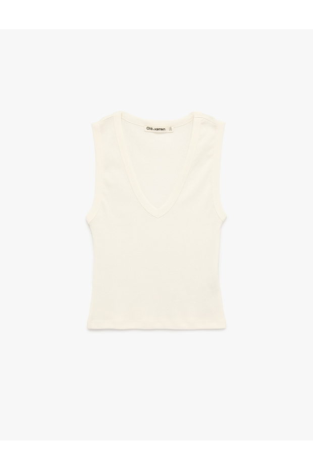 Sleeveless Cotton Slim Fit V-Neck Blouse