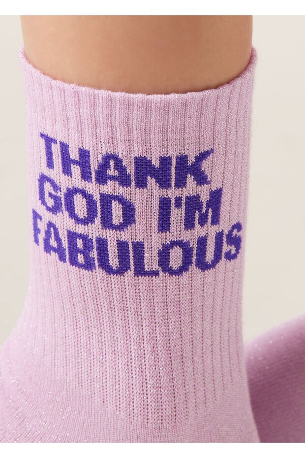 جوارب مطبوعة باللون الفضي - 2