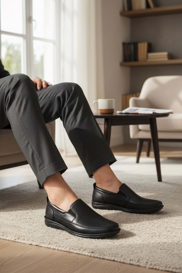 2237-Alme Genuine Leather Top Quality Diabetic & Orthopedic Men's Classic Dad Shoes