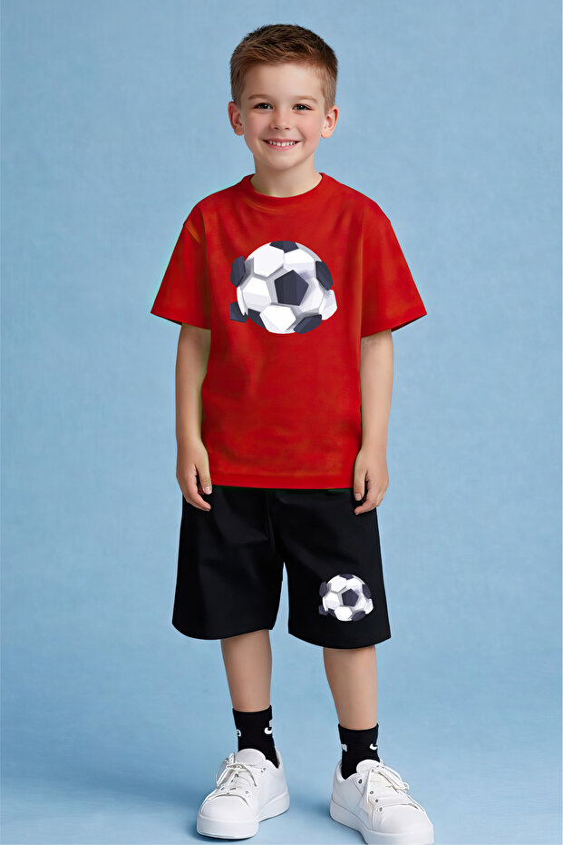 Football Ball Printed Shorts T-Shirt Set