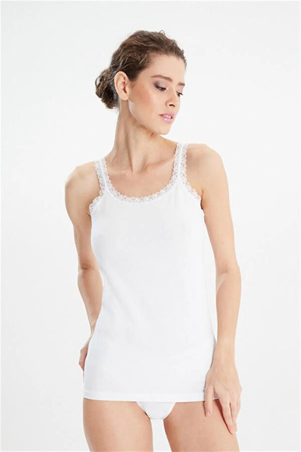 6 Pieces, Lace Straps, Cotton, Women's Undershirts, Lycra Single Jersey