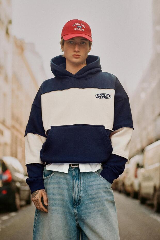 Panelli kapüşonlu STWD Studio sweatshirt - 1