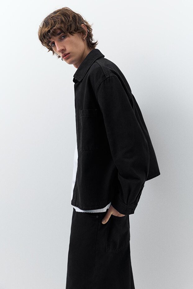 Uzun kollu denim ceket - 4