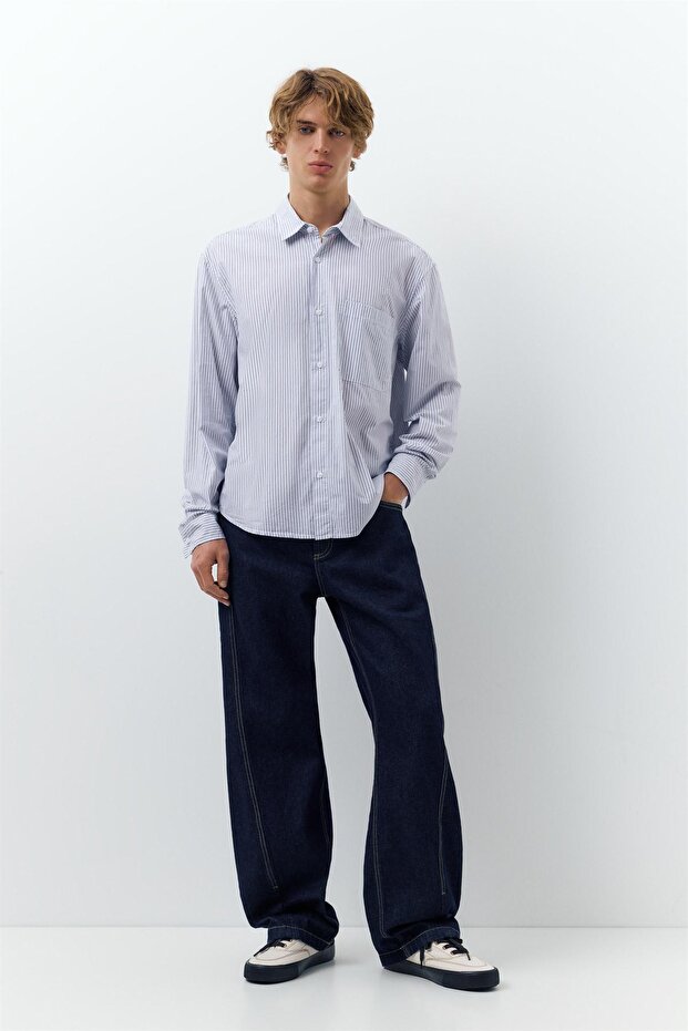 Çizgili uzun kollu gömlek - 2