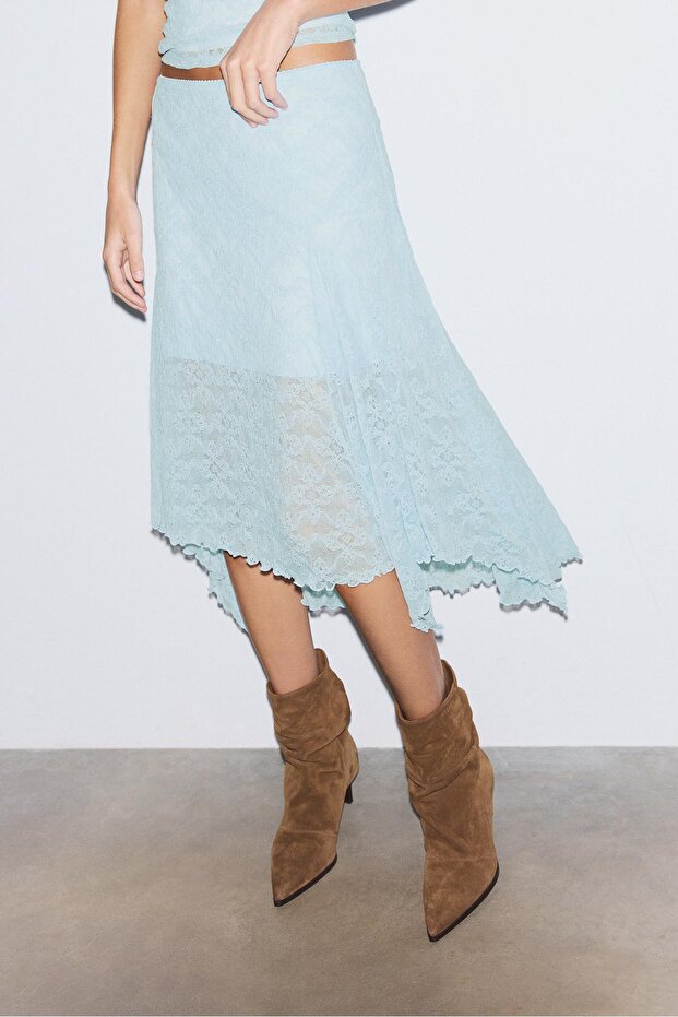 Dantelli midi etek - 3