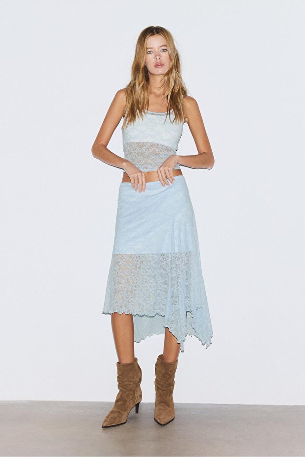 Dantelli askılı bluz - 3