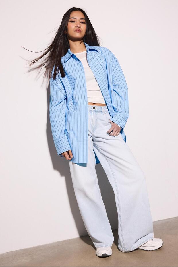 Oversize çizgili gömlek - 2