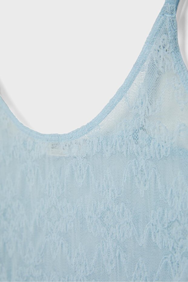 Dantelli askılı bluz - 8