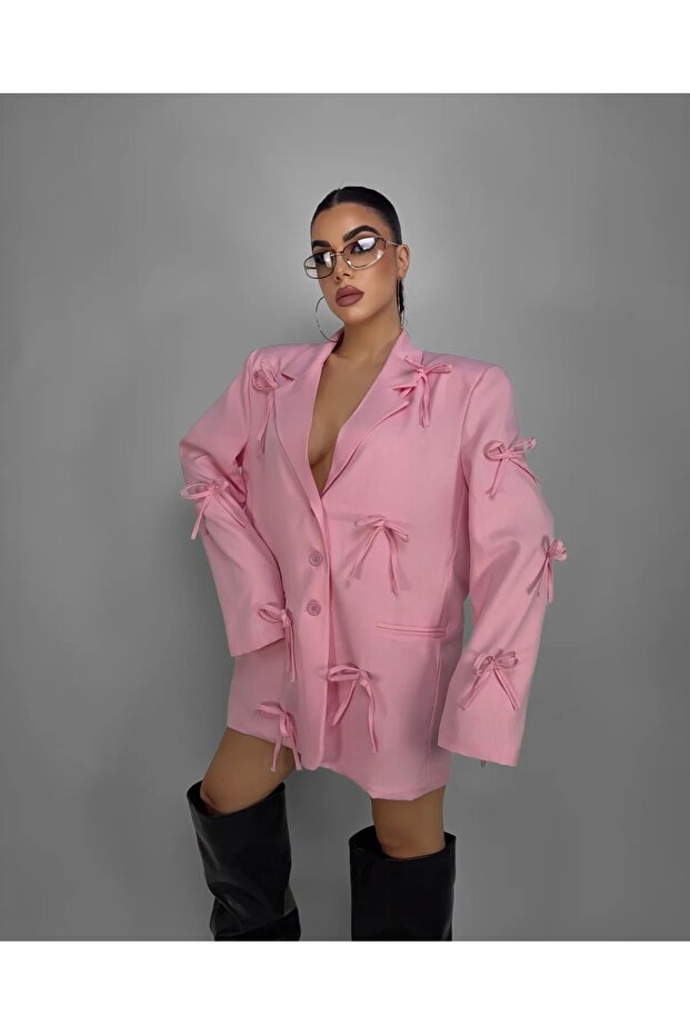 Oversized jacket with bows - 2