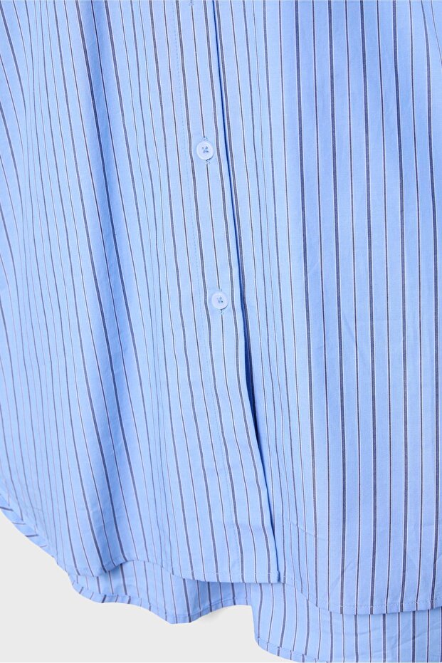 Oversize çizgili gömlek - 8