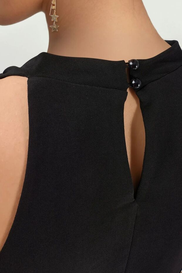 U Yakalı Mini Elbise - 6