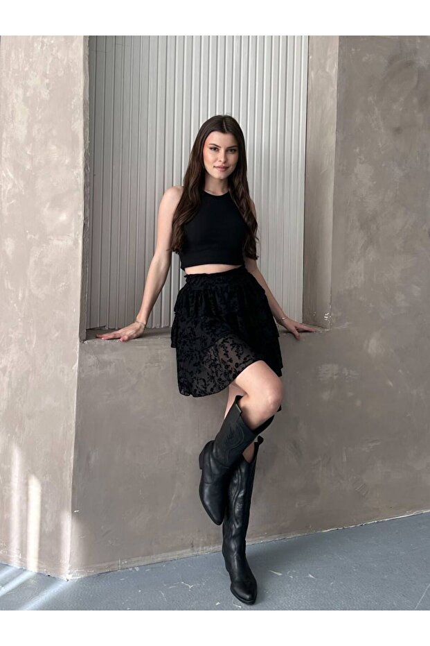 FLOK TÜL ŞORTLU ETEK - 5