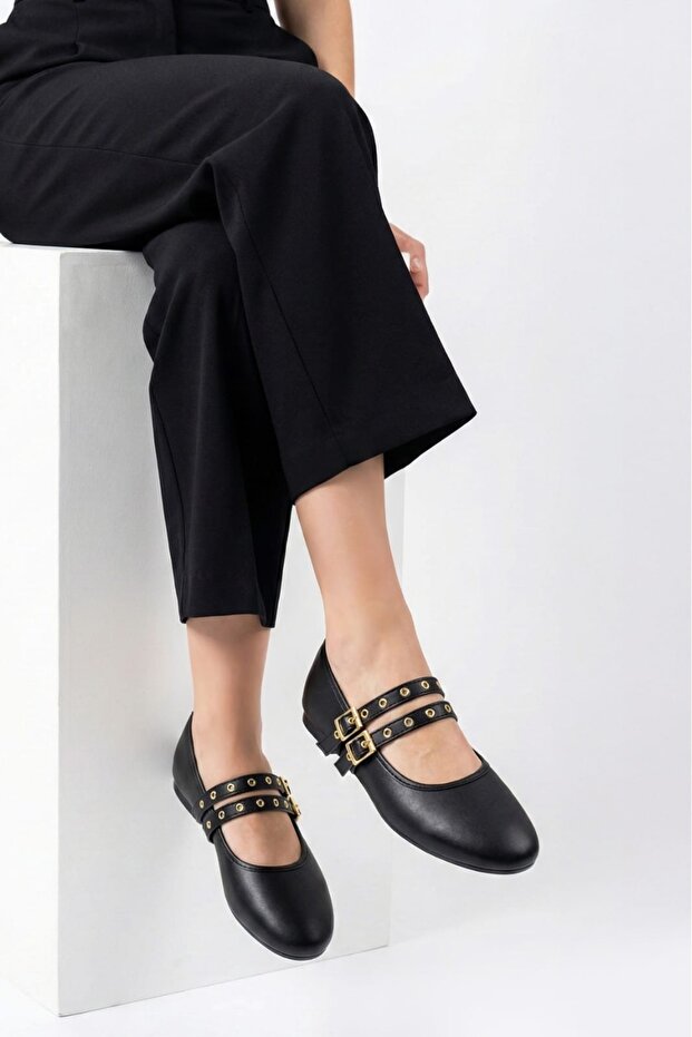 Балернини с черна катарама - 3