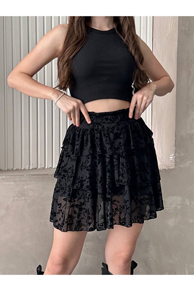 FLOK TÜL ŞORTLU ETEK - 4